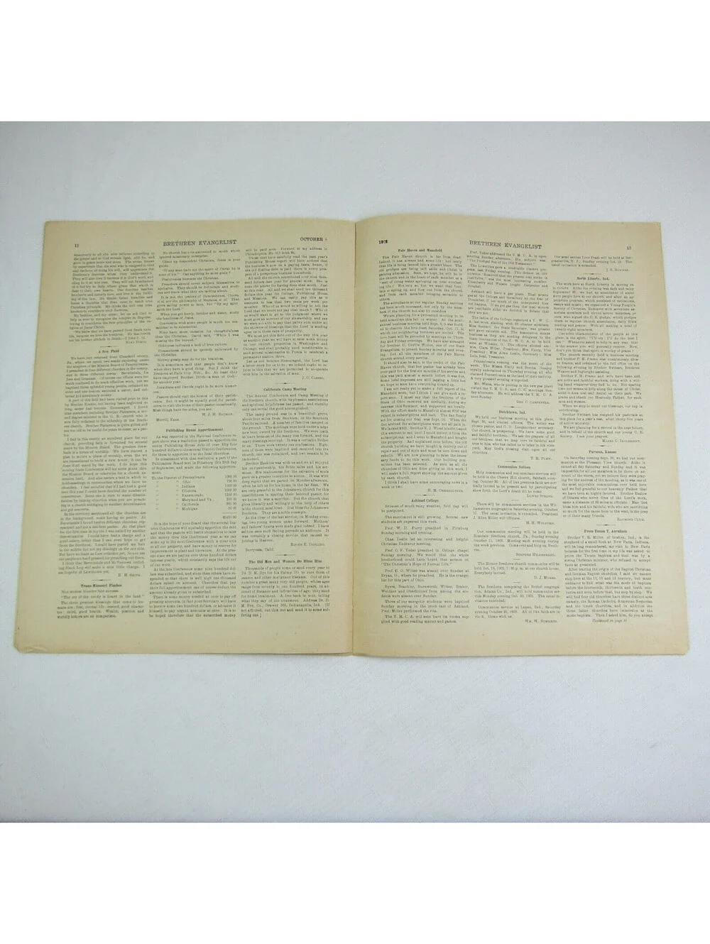 Brethren Evangelist Christian Newspaper Ashland Ohio Antique October 8th 1902